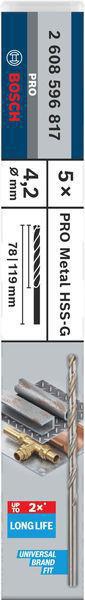 8000343074 - Detailbild_Metallbohrer PRO Metal Arbeits-L.78mm D.4,2mm L.119mm Typ N HSS-G 5St. BOSCH