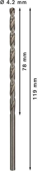 8000343074 - Detailbild5_Metallbohrer PRO Metal Arbeits-L.78mm D.4,2mm L.119mm Typ N HSS-G 5St. BOSCH