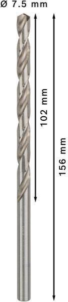 8000343089 - Detailbild4_Metallbohrer PRO Metal Arbeits-L.102mm D.7,5mm L.156mm Typ N HSS-G 5St BOSCH