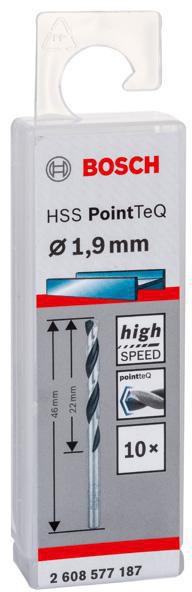 8000343166 - Detailbild5_Metallspiralbohrer PointTeQ DIN388 Arbeits-L.22mm D.1,9mm Typ N 10St. BOSCH