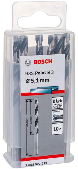 8000343244 - Detailbild_Metallspiralbohrer PointTeQ DIN388 Arbeits-L.52mm D.5,1mm Typ N 10St. BOSCH