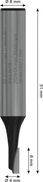 8000343421 - Detailbild4_Nutfräser Standard for Wood Arbeits-L.8mm D.4mm L.51mm Schaft 8mm BOSCH