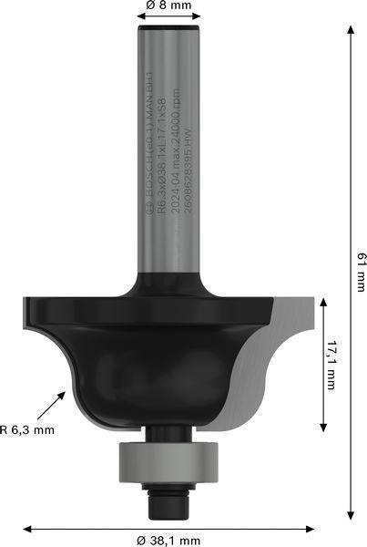 8000343551 - Detailbild4_Profilfräser B Arbeits-L.17,4mm B.12,7mm L.61mm Schaft 8mm Radius 6,3mm BOSCH