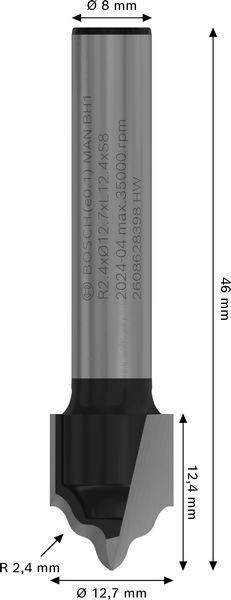 8000343560 - Detailbild5_Profilfräser H Arbeits-L.12,7mm D.12,7mm L.46mm Schaft 8mm Radius 2,4mm BOSCH