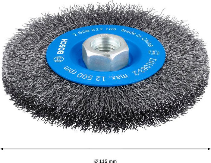 8000343995 - Detailbild4_Scheibenbürste PRO Metal clean D.115mm Draht-St0,3mm Stahl gewellter Draht BOSCH