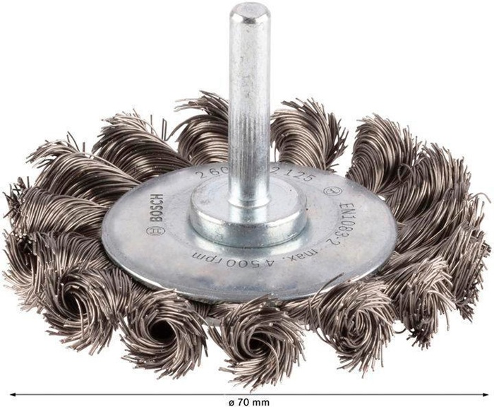 8000344014 - Detailbild_Scheibenbürste PRO Stainless Steel heavy D.70mm Draht-St.0,35mm Bürsten-B.14mm