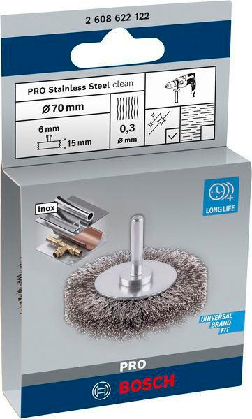 8000344020 - Detailbild_Scheibenbürste PRO Stainless Steel clean D.70mm Draht-St.0,3mm Bürsten-B.15mm