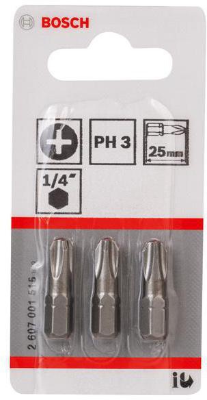 8000345226 - Detailbild4_Schrauberbit Extra-Hart ISO1173 C6.3 PH 3 L.25mm 1/4Zoll-Außen-6kt 3erPack BOSCH