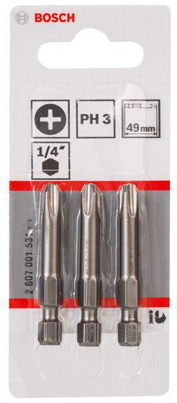 8000345228 - Detailbild2_Schrauberbit Extra-Hart ISO1173 E6.3 PH 3 L.49mm 1/4Zoll-Außen-6kt 3erPack BOSCH