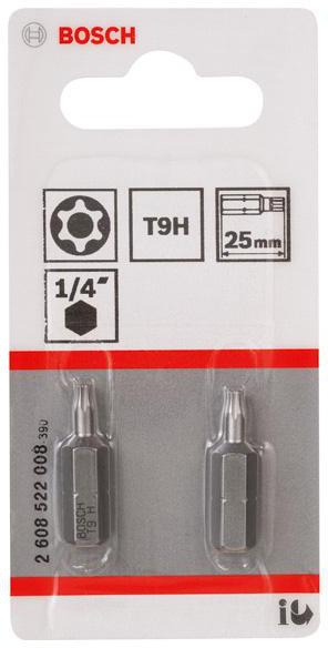 8000345329 - Detailbild_Schrauberbit Extra-Hart ISO 1173 C6.3 T9H L.25mm 1/4Zoll-Außen-6kt 2erPack BOSCH