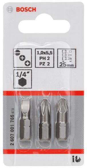 8000345435 - Detailbild2_Schrauberbit-Set Extra-Hart 3tlg.S1x5,5/PH2/PZ2 L.25mm BOSCH