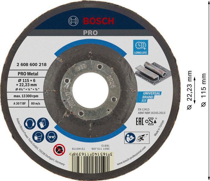8000345493 - Detailbild5_Schruppscheibe PRO Metal A 30 T BF D.115mm Dicke 6mm Bohrungs-D.22,23mm