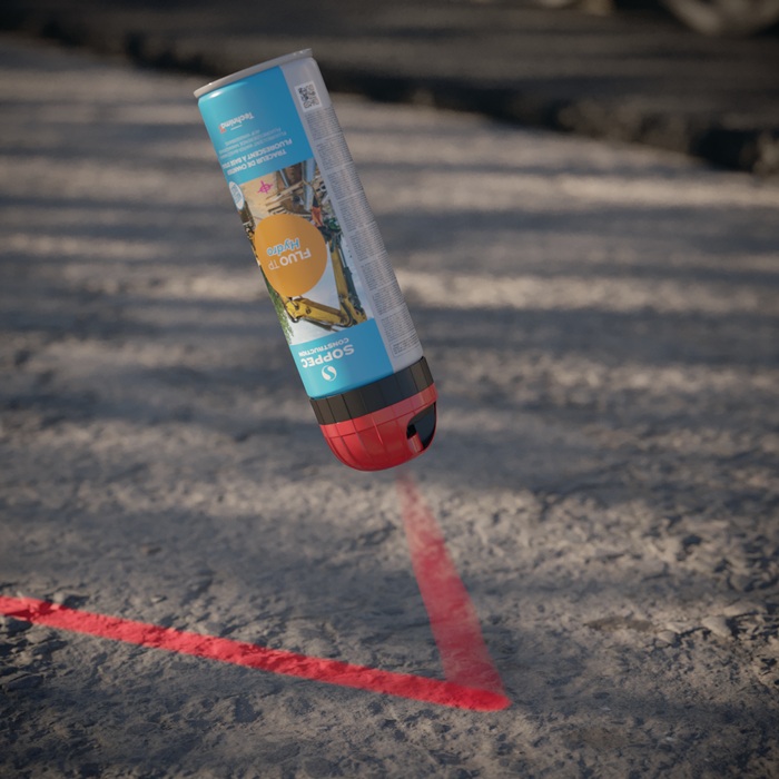 4000354226 - Detailbild_Baustellenmarkierspray Fluo TP Hydro neonrot 500ml Spraydose SOPPEC