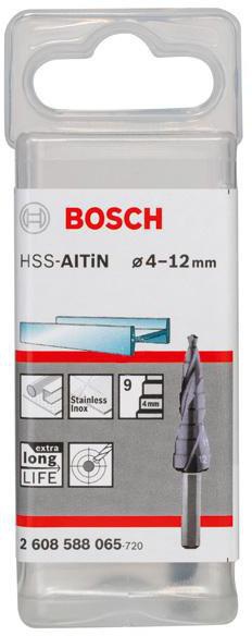 8000346178 - Detailbild_Stufenbohrer Stufen-D.4 -12mm Schaft-D.6mm L.66,5mm HSS AlTiN-besch. 9 Stufen