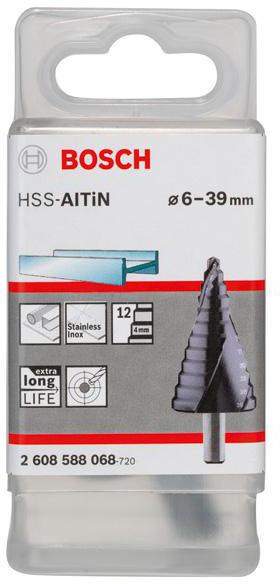 8000346183 - Detailbild2_Stufenbohrer Stufen-D.6-30mm Schaft-D.10mm L.93,5mm HSS AlTiN-besch. 12 Stufen