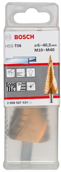 8000346191 - Detailbild_Stufenbohrer Stufen-D.M10-M40 Schaft-D.10mm L.125,5mm HSS TiN-besch. 12 Stufen