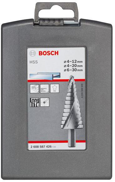 8000346194 - Detailbild4_Stufenbohrer 3-tlg.Stufen-D.4-12mm/4-20mm/6-30mm HSS blank 9/9/13Stufen BOSCH