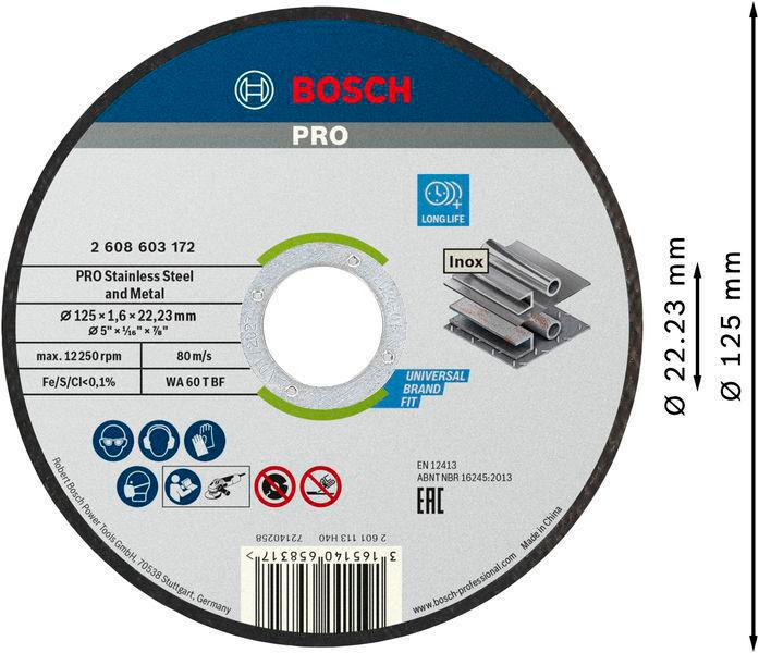8000346493 - Detailbild_Trennscheibe PRO Inox WA 60 T BF D.125mm gerade Dicke 1,6mm BOSCH