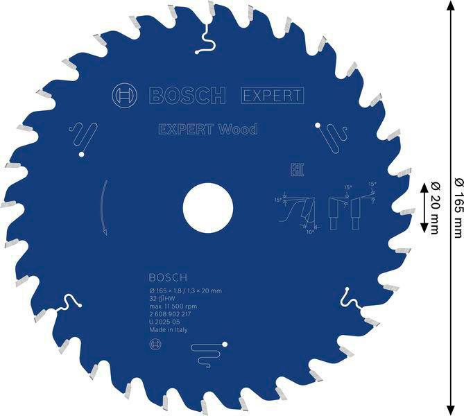 8000357890 - Detailbild4_Kreissägeblatt EXPERT Wood AD 165mm Z.32 WZ Bohr.20mm Schnitt-B.1,8mm HM BOSCH