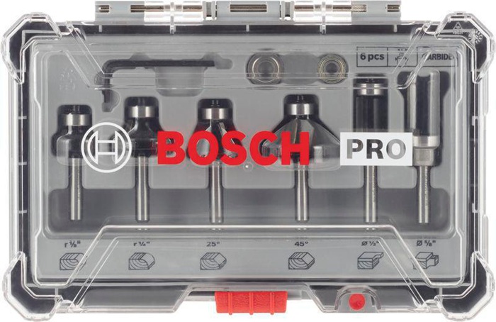 8000461699 - Detailbild5_Kantenfräser-Set 6tlg. Arbeits-L.10mm D.19mm L.51mm R.3mm 1/4Zoll Schaft BOSCH