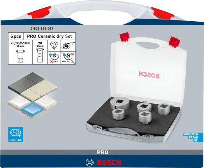 8000500141 - Detailbild4_Diamanttrockenbohrer-Set PRO Ceramic dry 5tlg.D.20-68mm X-LOCK BOSCH
