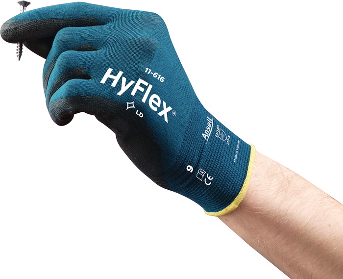 4000371328 - Detailbild_Handschuhe HyFlex® 11-616 Gr.9 grünblau/schwarz EN 388:2016 PSA II 12 PA