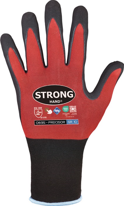 8000549463 - Detailbild_Handschuhe PRECISOR Gr.9 rot/schwarz EN 420/EN 388 PSA II STRONGHAND