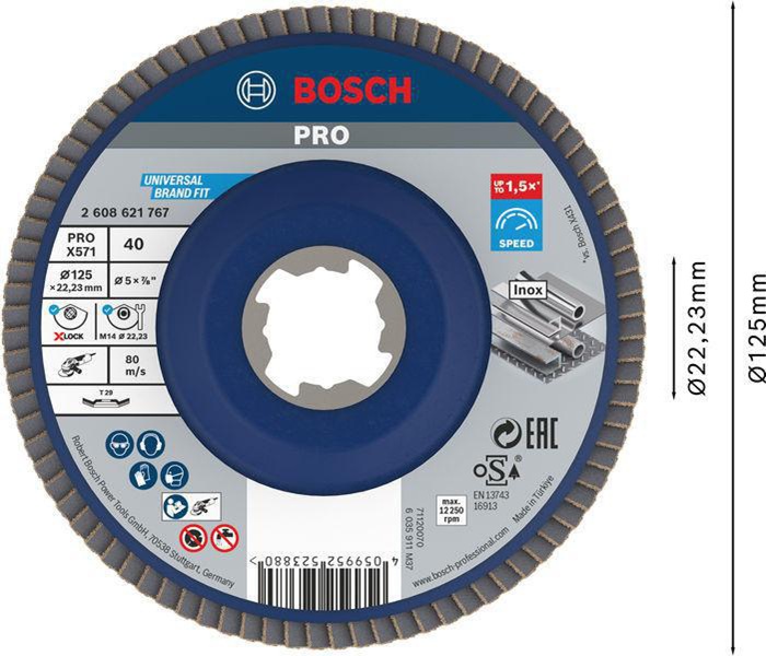 8000602865 - Detailbild5_Fächerschleifscheibe PRO X571 D.125mm K40 gewinkelt X-LOCK BOSCH