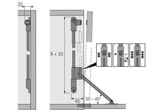 8000609144 - Detailbild_Klappenhalter Klassik D m.Magnet-Zuhaltung STA vern.li.L.290mm HETTICH