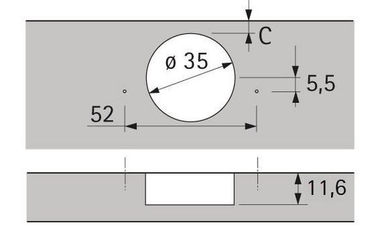 8000612679 - Detailbild_Weitwinkelscharnier Sensys 8657i m.integrierter Dämpfung TH 52 halb vorliegend