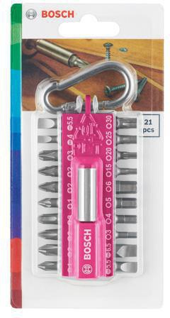 8000654114 - Detailbild_Schrauberbit-Set 21tlg. pink m.Snap-hook BOSCH