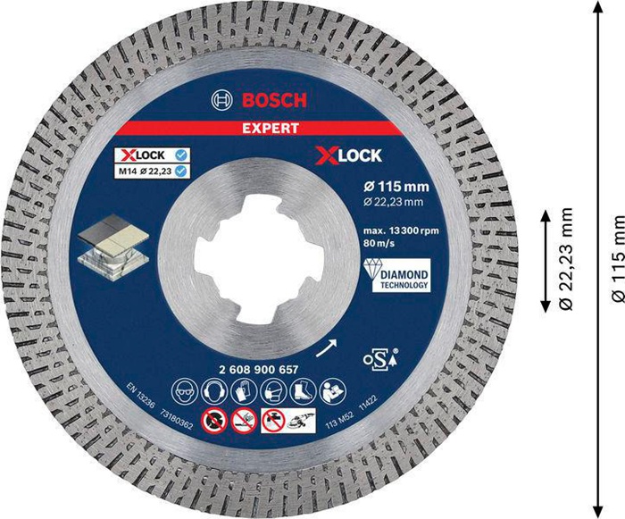 8000859733 - Detailbild3_Diamanttrennscheibe EXPERT HardCeramic X-LOCK D.115mm 22,23mm Schnitt-B.1,4mm