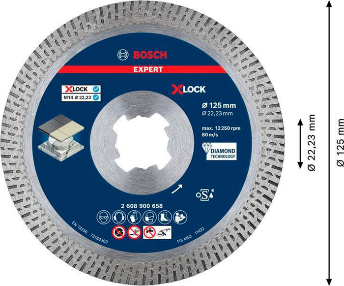 8000859734 - Detailbild_Diamanttrennscheibe EXPERT HardCeramic X-LOCK D.125mm 22,23mm Schnitt-B.1,4mm