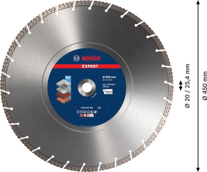 8000859744 - Detailbild_Diamanttrennscheibe EXPERT MultiMaterial D.450mm 25,4mm Schnitt-B.3,3mm BOSCH
