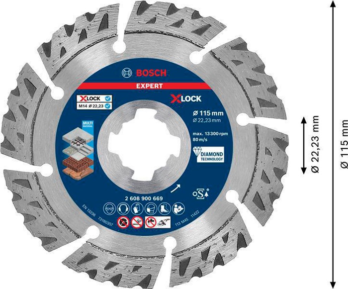 8000859745 - Detailbild_Diamanttrennscheibe EXPERT MultiMaterial X-LOCK D.115mm 22,23mm Schnitt-B.2,4mm
