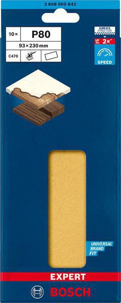 8000859898 - Detailbild5_Schleifpapier EXPERT C470 Abm.93x230mm Körnung 80 ohne Löcher 10 St. BOSCH