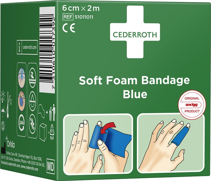 4000386486 - Detailbild_Soft Foam Bandage selbsthaftend elastisch,blau Rl.6cmx2m CEDERROTH