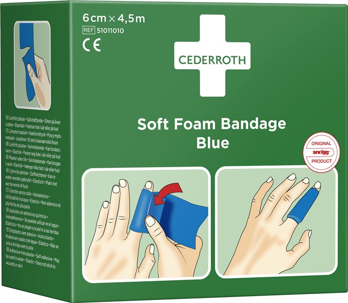 4000386487 - Detailbild_Soft Foam Bandage selbsthaftend elastisch,blau Rl.6cmx4,5m CEDERROTH