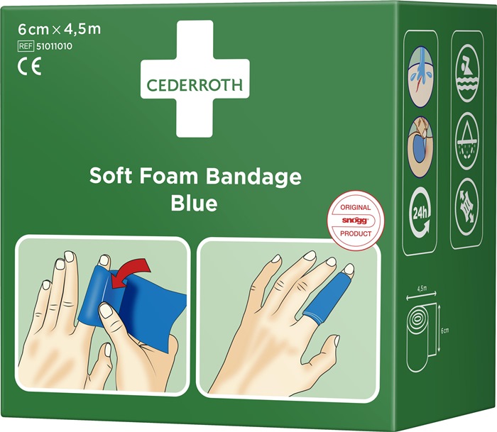 4000386487 - Detailbild2_Soft Foam Bandage selbsthaftend elastisch,blau Rl.6cmx4,5m CEDERROTH