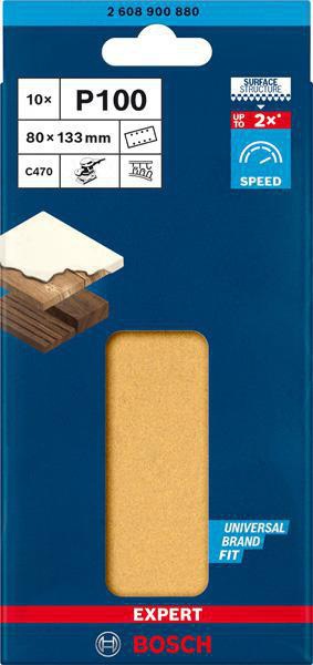 8000859936 - Detailbild2_Schleifpapier EXPERT C470 Abm.80x133mm Körnung 100 8Löcher 10 St. BOSCH