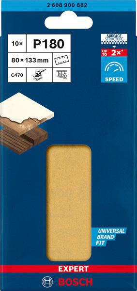8000859938 - Detailbild2_Schleifpapier EXPERT C470 Abm.80x133mm Körnung 180 8Löcher 10 St. BOSCH