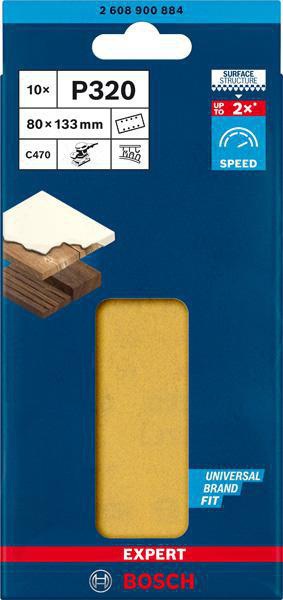 8000859940 - Detailbild2_Schleifpapier EXPERT C470 Abm.80x133mm Körnung 320 8Löcher 10 St. BOSCH