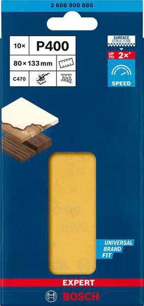 8000859941 - Detailbild2_Schleifpapier EXPERT C470 Abm.80x133mm Körnung 400 8Löcher 10 St. BOSCH