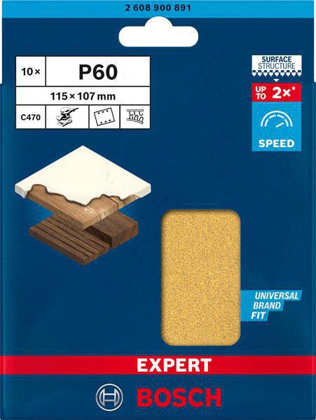 8000859947 - Detailbild2_Schleifpapier EXPERT C470 Abm.115x107mm Körnung 60 6Löcher 10 St. BOSCH