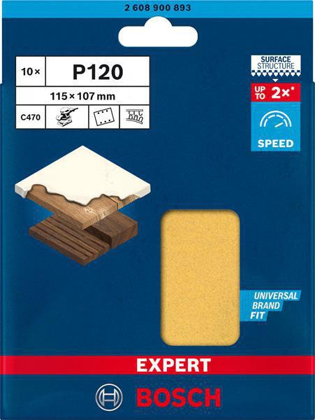 8000859949 - Detailbild2_Schleifpapier EXPERT C470 Abm.115x107mm Körnung 120 6Löcher 10 St. BOSCH
