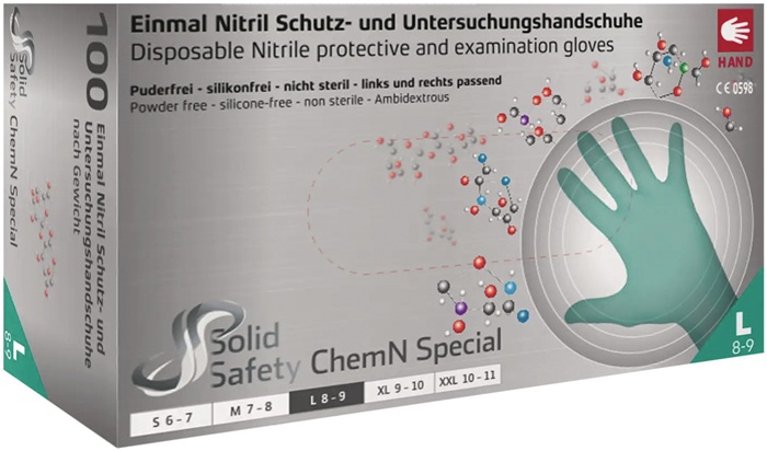 4000391027 - Detailbild_Einweghandschuh SolidSafety ChemN Special Gr.XXL grün Nitril PSA III