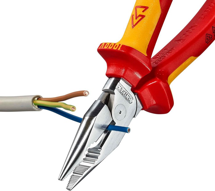 8002875246 - Detailbild5_Spitzkombizange L.185mm pol.Mehrkomp.-Hülle verchr.VDE KNIPEX