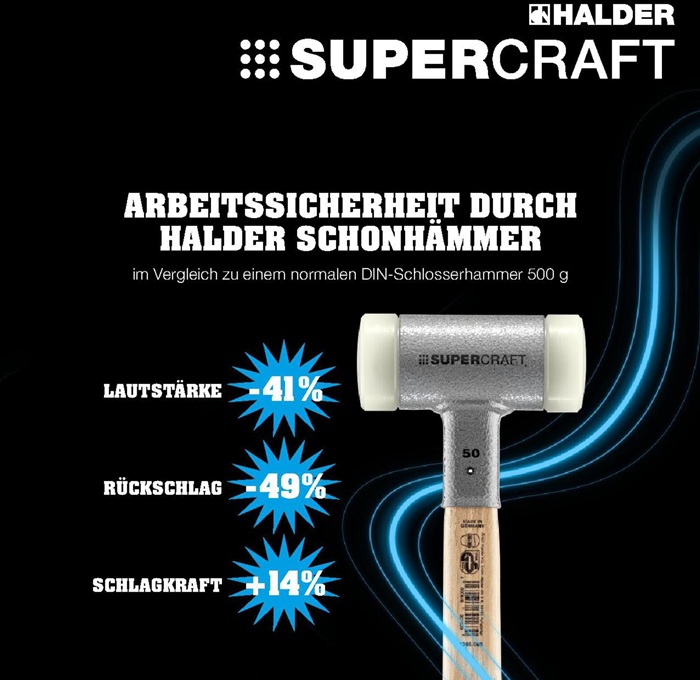 4000760061 - Detailbild2_Schonhammer SUPERCRAFT L.335mm Kopf-D.70mm rückschlagfrei hart Nyl.weiß HALDER