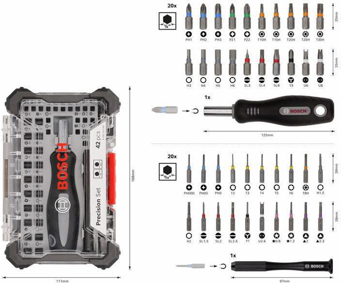 8003587001 - Detailbild_Schrauberbit-Set 42tlg. Abm.53x109x167mm BOSCH