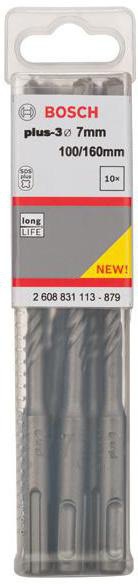 8004257338 - Detailbild_Hammerbohrer Arbeits-L.100mm D.7mm L.160mm SDS plus-3 10 St BOSCH
